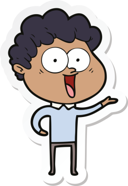 Bir insan tarafından çizilmiş heyecanlı bir adamın çıkartması.