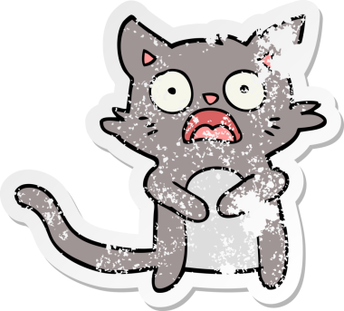 Bir insan tarafından çizilmiş korku dolu bir karikatür çıkartması.