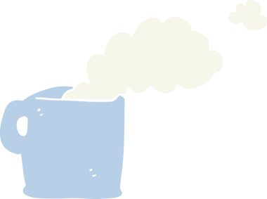 Bir insan tarafından çizilmiş düz renkli sıcak kahve.