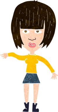 Çizgi filmdeki kadın bir insan tarafından çekiliyor.