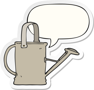 Bir insan tarafından çizilmiş konuşma kabarcığı yapıştırmalı çizgi film sulama kutusu.