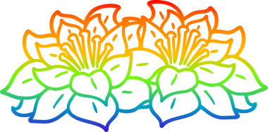 gökkuşağı gradyanı çizimi bir insan tarafından çizilmiş karikatür çiçekleri