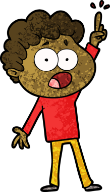 Bir insan tarafından çizilmiş bir karikatür adamı şaşkınlıkla nefes nefese kaldı.