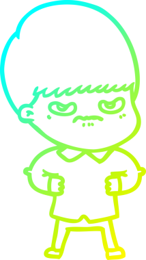 Bir insan tarafından çizilmiş soğuk gradyan çizgi film karakteri.