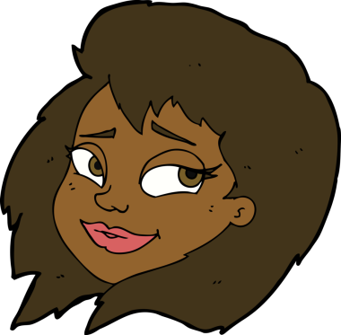 Bir insan tarafından çizilmiş mutlu kadın yüzü.