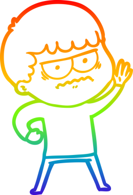 Gökkuşağı gradyan çizgi çizimi Bir insan tarafından çizilmiş rahatsız bir adam