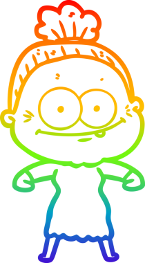 Gökkuşağı gradyan çizgi çizimi Bir insan tarafından çizilmiş mutlu yaşlı kadın