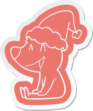 Bir insan tarafından çizilmiş Noel Baba şapkasının garip bir çizgi film çıkartması.