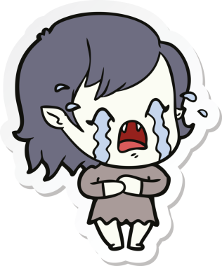 Bir insan tarafından çizilmiş ağlayan vampir bir kızın çıkartması.