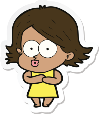 Bir insan tarafından çizilmiş somurtkan bir çizgi film kızının çıkartması.