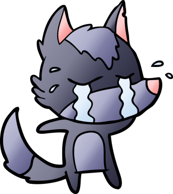 Bir insan tarafından çizilmiş ağlayan kurt çizgi filmi.