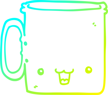 Bir insan tarafından çizilmiş bir karikatür bardağının soğuk gradyan çizgisi.