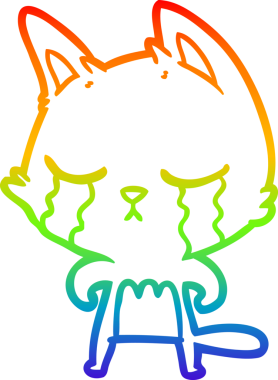 Bir insan tarafından çizilmiş ağlayan çizgi film kedisinin çizimi.