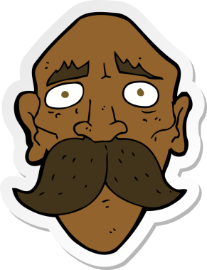 Bir insan tarafından çizilmiş üzgün, yaşlı bir adamın çıkartması.