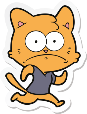 Bir insan tarafından çizilmiş karikatür asabi kedinin çıkartması.