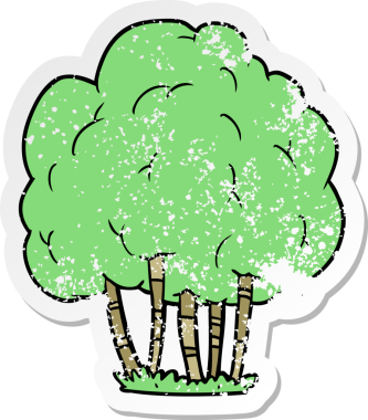 Bir insan tarafından çizilmiş karikatür ağacının sıkıntılı çıkartması.