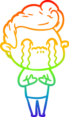 Gökkuşağı gradyan çizimi bir insan tarafından çizilmiş ağlayan bir karikatür adamı çiziyor.