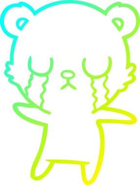 Bir insan tarafından çizilmiş ağlayan kutup ayısı karikatürü.