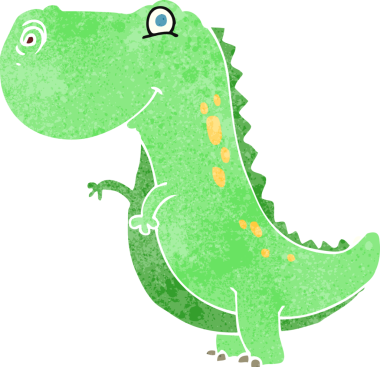 Bir insan tarafından çizilmiş karikatür dinozor.