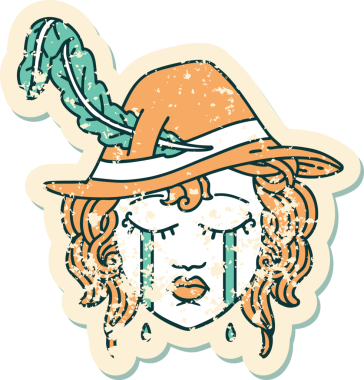 Bir insan tarafından çizilmiş ağlayan bir insan ozanın grunge çıkartması.