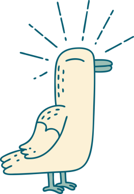 Bir insan tarafından çizilmiş geleneksel dövme stili martı kuşunun çizimi