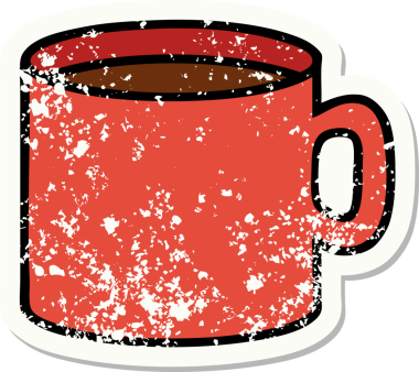 Bir insan tarafından çizilmiş geleneksel kahve tarzında depresif bir etiket dövmesi.