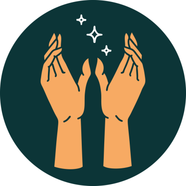 Bir insan tarafından çizilmiş mistik ellerin ikonik dövme şekli