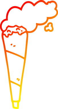 Bir insan tarafından çizilmiş bir çizgi film marihuana esrarının sıcak gradyan çizimi