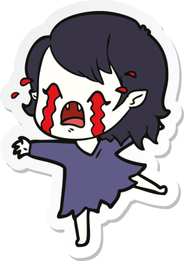 Bir insan tarafından çizilmiş ağlayan vampir bir kızın çıkartması.