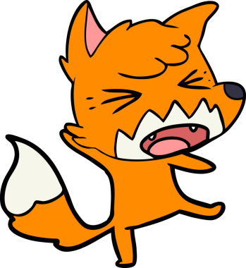 Bir insan tarafından çizilmiş kızgın çizgi film tilkisi.