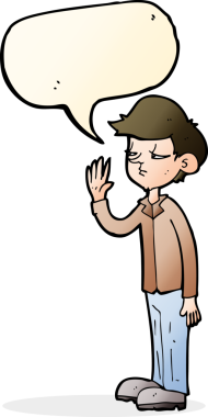 Bir insan tarafından çizilmiş konuşma balonu olan kibirli bir çocuk.