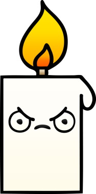 Bir insan tarafından çizilmiş yanan bir mumun gölgeli karikatürü.
