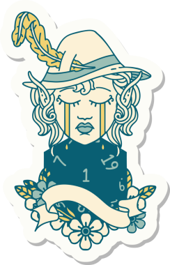 Ağlayan bir elf karakterinin çıkartması. İnsan tarafından çizilmiş doğal bir yüzü var.