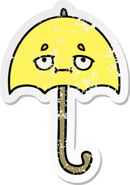 Bir insan tarafından çizilmiş şirin bir şemsiyenin sıkıntılı çıkartması.