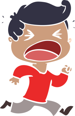 Bir insan tarafından çizilmiş düz renkli karikatür.