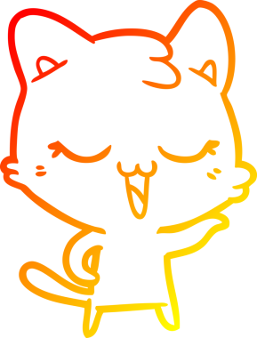 Bir insan tarafından çizilmiş mutlu çizgi film kedisinin sıcak çizgi çizgisi.