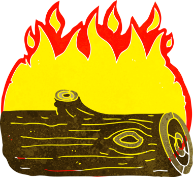 bir insan tarafından çizilmiş çizgi film yakma kütüğü