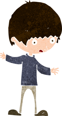 Bir insan tarafından çizilmiş kolları açık çizgi film çocuğu.