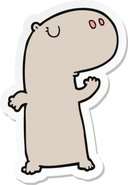 Bir insan tarafından çizilmiş karikatür hipopotam çıkartması.