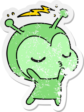 Bir insan tarafından çizilmiş sevimli bir kawaii uzaylının serbest sticker 'ı.