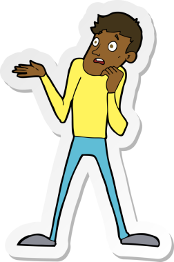 Bir insan tarafından çizilmiş gergin bir adamın çıkartması.