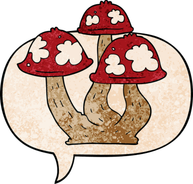 bir insan tarafından çizilmiş eski moda konuşma baloncuklu mantarlar.