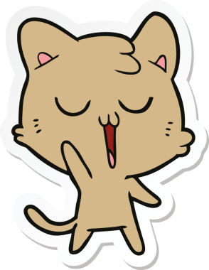 Bir insan tarafından çizilmiş çizgi film kedisinin çıkartması.