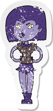 Bir insan tarafından çizilmiş vampir bir kızın gerilimli çıkartması.