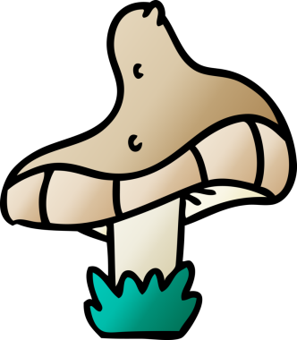 Bir insan tarafından çizilmiş tek bir mantarın gradyan karikatürü.