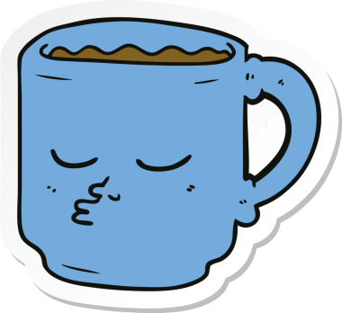 Bir insan tarafından çizilmiş bir kahve fincanının çıkartması.