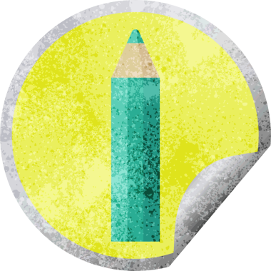 yeşil renkli kalem grafik vektör illüstrasyon dairesel çıkartması bir insan tarafından çizildi