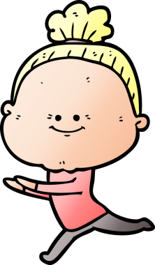 Bir insan tarafından çizilmiş mutlu yaşlı kadın çizgi filmi.