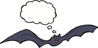 Düşünce baloncuklu bir yarasa insan tarafından çizilmiş.