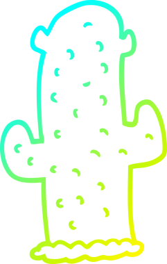 Bir insan tarafından çizilen kaktüsün soğuk gradyan çizgisi.